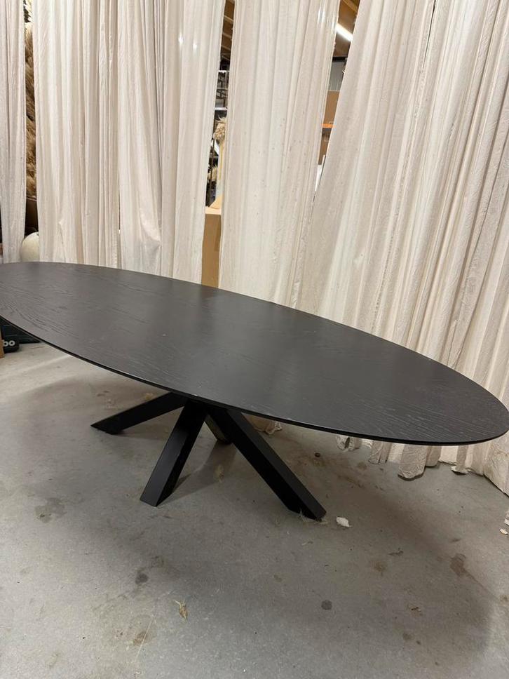 240 x 110 & 240 x 100 cm ovale zwart eettafel, Huis en Inrichting, Tafels | Eettafels, Zo goed als nieuw, 100 tot 150 cm, 200 cm of meer