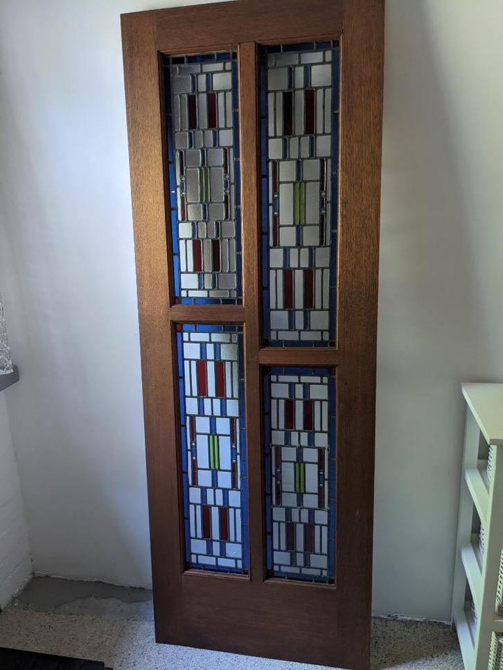 Antiek glas in lood paneel., Antiek en Kunst, Antiek | Glas en Kristal, Ophalen