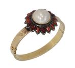 Mabe parel granaat luxe 14k goud slavenarmband dames bangle