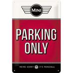 Mini Cooper parking only relief reclamebord van metaal deco