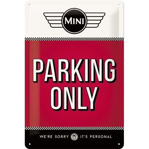 Mini Cooper parking only relief reclamebord van metaal deco, Verzamelen, Automerken, Motoren en Formule 1, Nieuw, Auto's, Ophalen of Verzenden