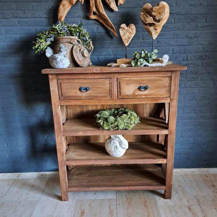 Teak houten Dressoir €175,-, Huis en Inrichting, Kasten | Dressoirs, Gebruikt, 50 tot 100 cm, 25 tot 50 cm, Met lade(s), Met plank(en)