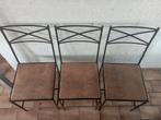 Set van 3 eetkamerstoelen met metalen frame, Ophalen, Gebruikt