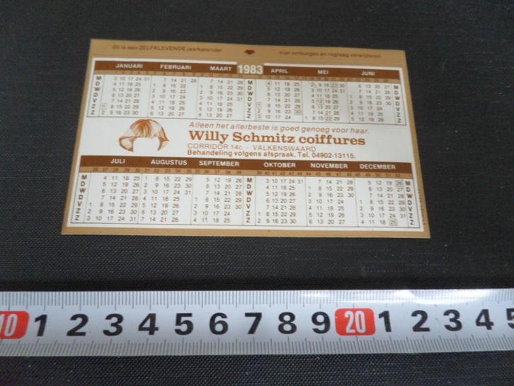 sticker kalender 1983 willy schmitz coiffures valkenswaard, Verzamelen, Stickers, Zo goed als nieuw, Bedrijf of Vereniging, Ophalen