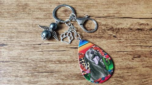 Sleutelhanger Weimaraner leer met geluksengeltje, Dieren en Toebehoren, Honden-accessoires, Nieuw, Verzenden