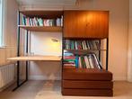 Prachtige vintage boekenkast met bureau, Ophalen, Gebruikt, Scandinavisch Deens design, Met deur(en)