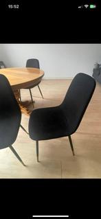 Ronde eet tafel met 4 stoelen, Huis en Inrichting, Tafels | Eettafels, 50 tot 100 cm, Grenenhout, Rond, Ophalen of Verzenden