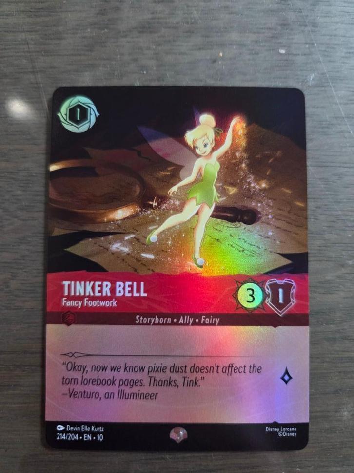 Tinker Bell Fancy footwork 214 Whispers in the well Lorcana, Hobby en Vrije tijd, Verzamelkaartspellen | Overige, Nieuw, Losse kaart