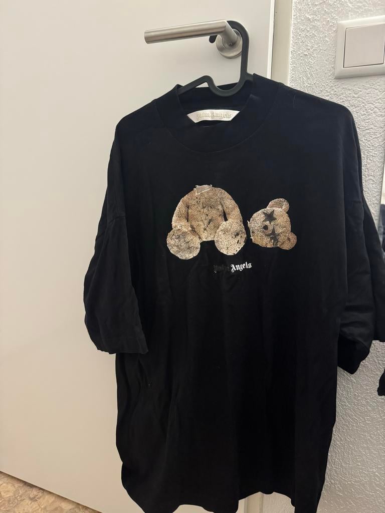 Palm Angels Dames T-shirt - Zwart met Beer, Palm Angels, Zwart, Zo goed als nieuw, Verzenden