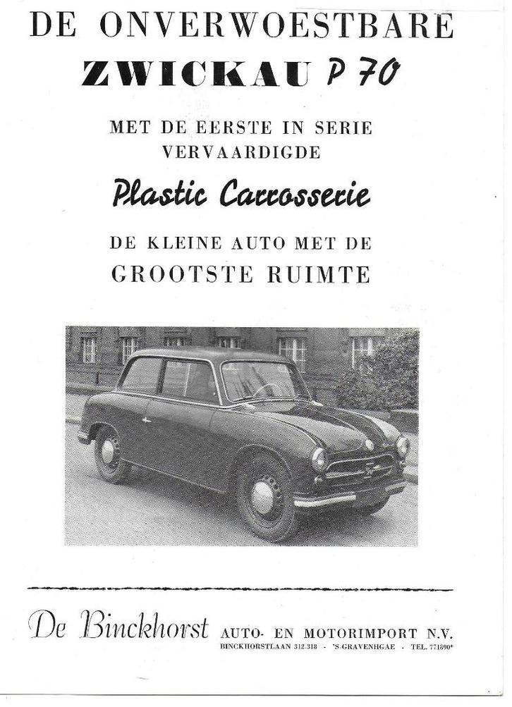 Zwickau P70 folder plastic carrosserie DDR (ZW70), Boeken, Auto's | Folders en Tijdschriften, Zo goed als nieuw, Overige merken