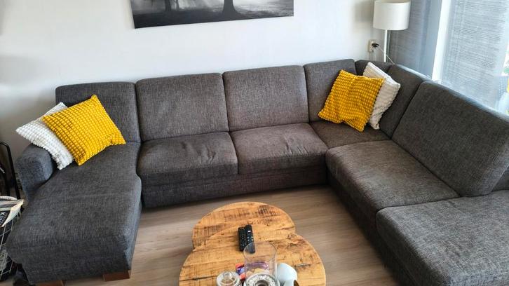 Te koop, hoekbank, slaapbank, opbergruimte, stoffen bank, Huis en Inrichting, Banken | Complete zithoeken, Gebruikt, Ophalen