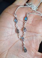 925 zilveren ketting/collier met natuurlijke Labradoriet, Sieraden, Tassen en Uiterlijk, Kettingen, O.T., Blauw, Nieuw, Ophalen of Verzenden