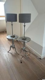 Stijlvolle bijzettafeltjes met mooie tafellampen, Huis en Inrichting, Tafels | Bijzettafels, Minder dan 55 cm, Metaal of Aluminium