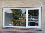 Hardhout Kozijn met openslaand raam + glas, Ophalen, Gebruikt, Raamkozijn, Inclusief glas