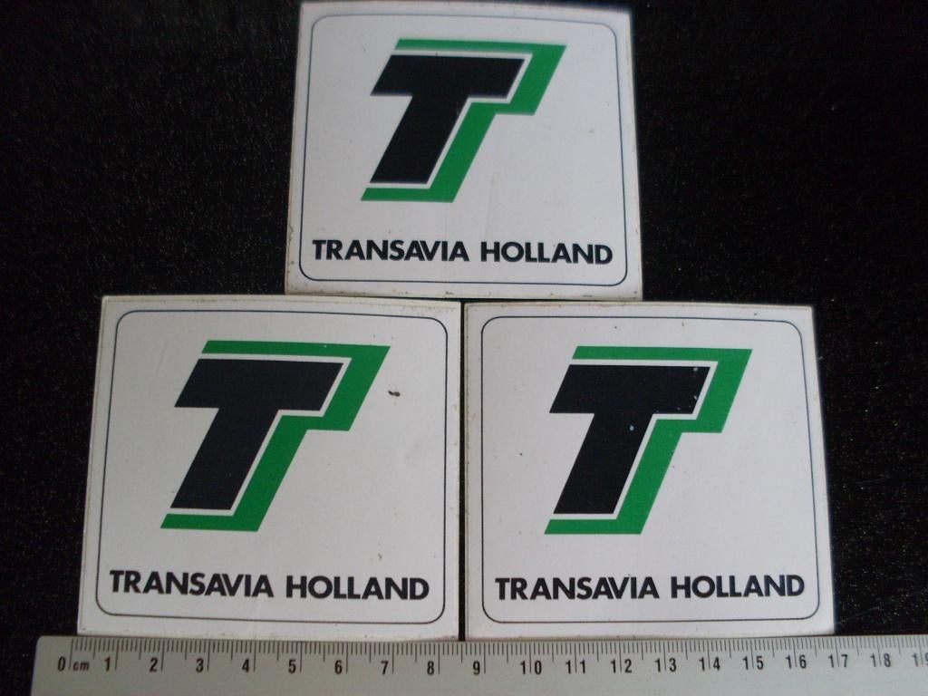 3x sticker transavia holland logo T, Verzenden, Zo goed als nieuw, Bedrijf of Vereniging