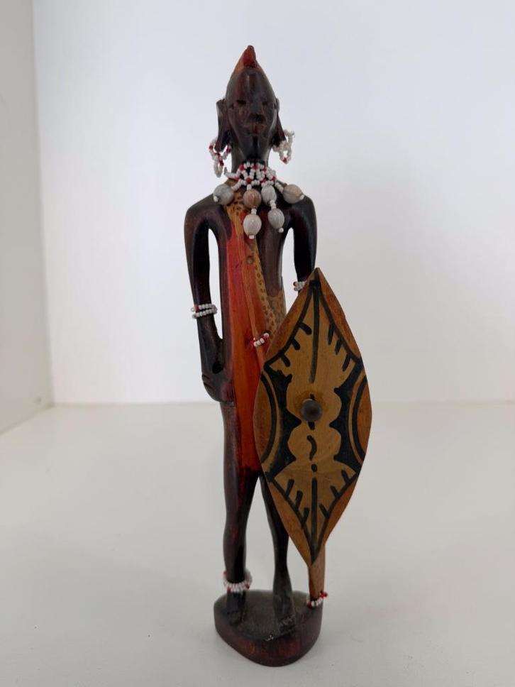 Afrikaans houtsnijwerk – Maasai krijger (29 cm), Antiek en Kunst, Kunst | Beelden en Houtsnijwerken, Ophalen of Verzenden