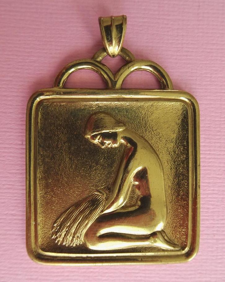 jwg Grote vintage Art Deco stl brons hanger Finland design, Sieraden, Tassen en Uiterlijk, Antieke sieraden, Hanger, Brons, Verzenden