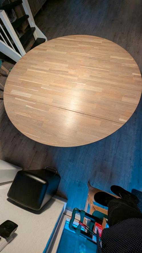 massief eiken eettafel rond 150cm, Huis en Inrichting, Tafels | Statafels, Zo goed als nieuw, Ophalen