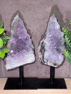 Amethist op standaard set - samen 1125 gram, Ophalen of Verzenden, Mineraal
