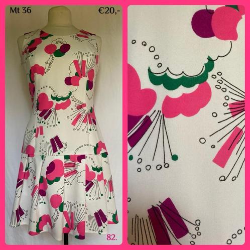 82. Vintage jurk mt 36, Kleding | Dames, Jurken, Gedragen, Maat 36 (S), Roze, Verzenden