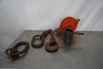 oud gereedschap takelblok, ketting | ijzer - decoratie?, Antiek en Kunst, Antiek | Gereedschap en Instrumenten, Ophalen