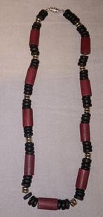 Heren of dames ketting hout met metaal, Sieraden, Tassen en Uiterlijk, Kettingen, Ophalen of Verzenden, Zo goed als nieuw, Bruin