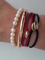 Rosegoud goud parel armband gouden 14 krt bracelet bolletje, Met edelsteen, Nieuw, Ophalen of Verzenden, Goud
