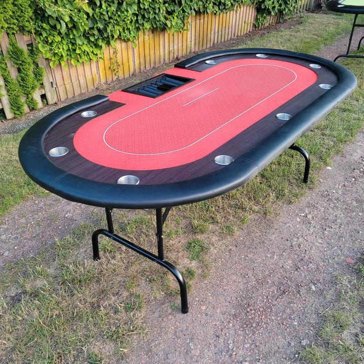 Luxe pokertafel met prachige belijning! Als nieuw! Poker., Hobby en Vrije tijd, Gezelschapsspellen | Kaartspellen, Zo goed als nieuw