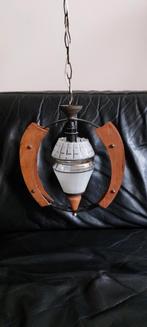 Vintage Hanglamp met Hout en  murano Glas, Huis en Inrichting, Lampen | Hanglampen, Ophalen of Verzenden, Gebruikt, Glas, Minder dan 50 cm