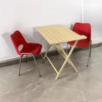 Vintage bistro tafel opklapbaar hout, hoogte verstelbaar, Ophalen, Gebruikt, Rond, Nb