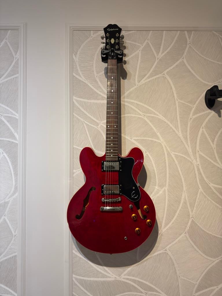 Epiphone Dot Cherry Red + Gigbag & Standaard, Ophalen, Gebruikt, Semi-solid body, Epiphone