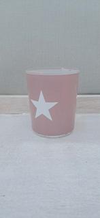 Roze waxinelichthouder met ster, Overige materialen, Ophalen of Verzenden, Zo goed als nieuw, Wit