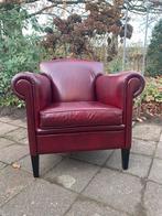 Schapenleren fauteuil stoel  wijnrood leer, Huis en Inrichting, Fauteuils, Ophalen of Verzenden, Zo goed als nieuw, 50 tot 75 cm