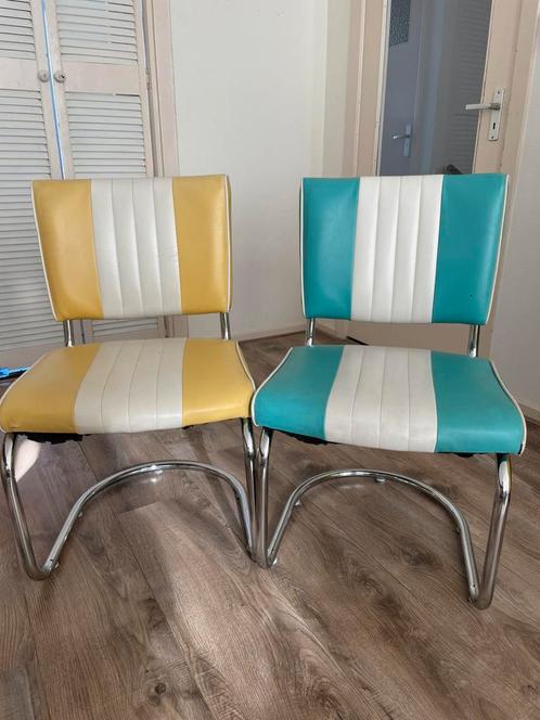 Bel air diner stoelen, Huis en Inrichting, Stoelen, Gebruikt, Twee, Blauw, Ophalen