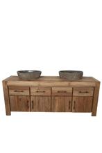 2 meter teak badkamermeubel, Nieuw, Minder dan 100 cm, Wastafelkast, 25 tot 50 cm