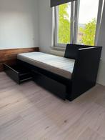 Bedbank met 2 lades, zwartbruin 80x200cm, Huis en Inrichting, Slaapkamer | Bedden, 80 cm, Zo goed als nieuw, Hout, Zwart