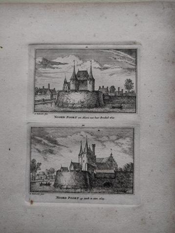 021-022 Hoorn de Noordpoort Kopergravure dl 3 18e Eeuw beschikbaar voor biedingen