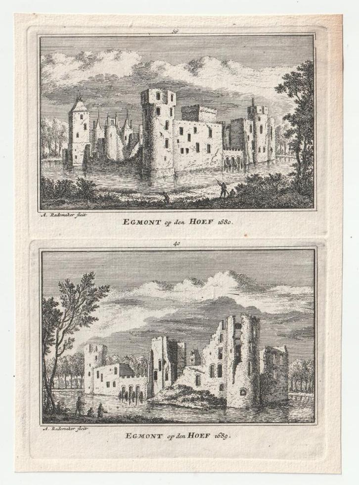 Egmont op den Hoef A. Rademaker oude gravure, Antiek en Kunst, Kunst | Etsen en Gravures, Verzenden