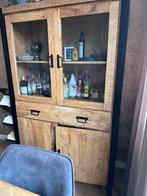 Mango Houten Vitrinekast met Glas en Lades, Huis en Inrichting, Kasten | Dressoirs, 100 tot 150 cm, Ophalen of Verzenden, Zo goed als nieuw
