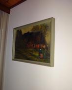 Expressionistisch Schilderij 2 personen bij de put en Boerde, Antiek en Kunst, Kunst | Schilderijen | Klassiek, Ophalen of Verzenden