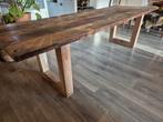 Prachtige tafel van  hardhouten Wagon delen uit Frankrijk!, Ophalen, Gebruikt, 200 cm of meer, 50 tot 100 cm