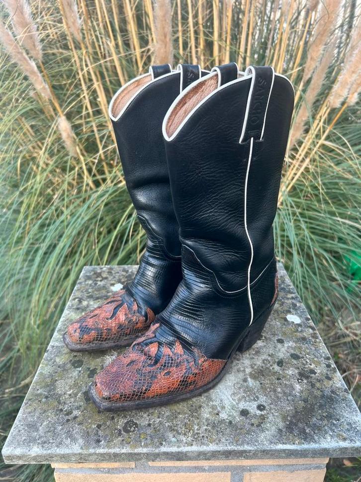 Sancho cowboy boots dames maat 39 zwart met slangenprint, Kleding | Dames, Schoenen, Zo goed als nieuw, Hoge laarzen, Zwart, Verzenden
