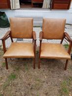 Vintage stoelen jaren 50/60, Deens design, Gebruikt, Twee, Bruin, Vintage