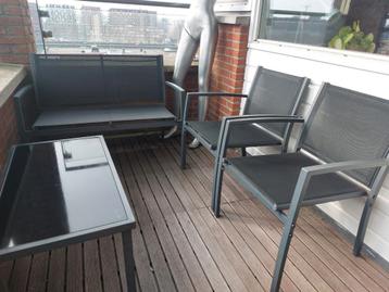 Tuinset: Bank, 2 stoelen & tafel - Textileen/Aluminium beschikbaar voor biedingen