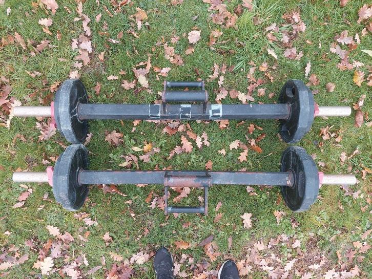 Strongman Farmer Walk stangen 40kg + 60kg gewichten/schijven, Sport en Fitness, Fitnessmaterialen, Ophalen