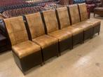 Prachtige Set Schaapslederen Eetkamerstoelen Cognac Bruin., Gebruikt, Overige kleuren, Leer, Ophalen of Verzenden