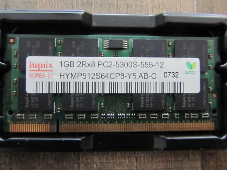 Hynix hymp512s64cp8-y5 ab-c 1gb module, Computers en Software, RAM geheugen, Zo goed als nieuw, Laptop, DDR2, Ophalen