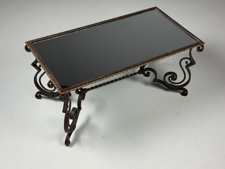 Smeedijzeren salontafel met spiegel, Antiek en Kunst, Antiek | Meubels | Tafels, Ophalen