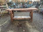 Timmermanswerkbank of industriële houten werkbank sidetable, Antiek en Kunst, Ophalen