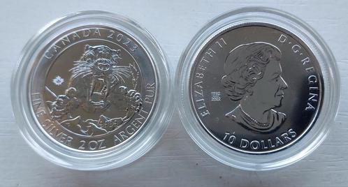 Zilveren 2 oz Smilodon Sabre-Tooth 2023., Postzegels en Munten, Munten | Amerika, Losse munt, Noord-Amerika, Zilver, Ophalen of Verzenden